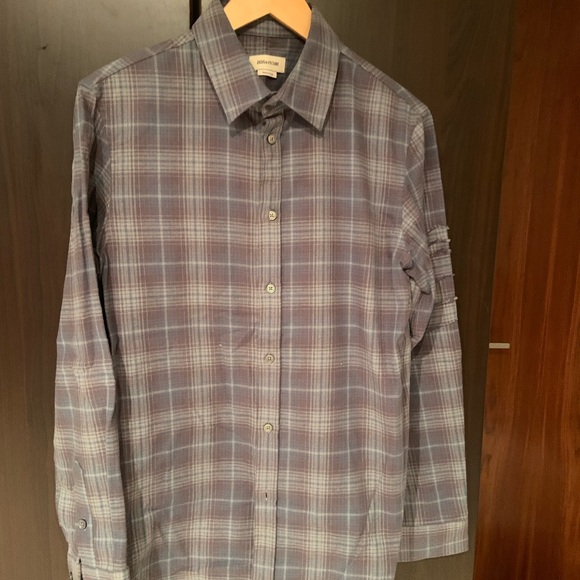 Men’s Zadig & Voltaire  Flannel shirt with embroidered arm - Picture 3 of 5